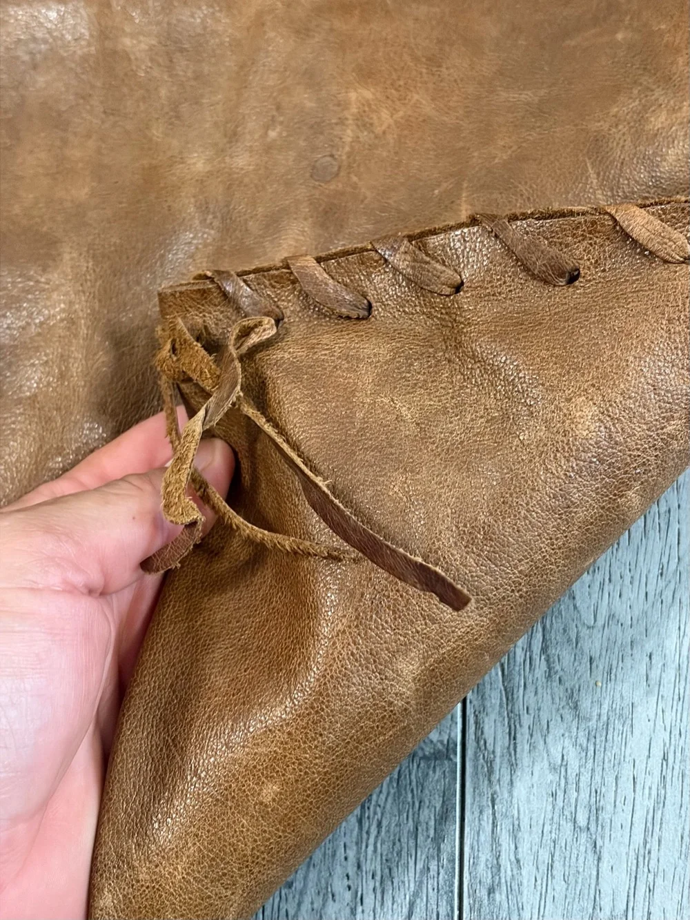 Ralph Lauren Double RL Brown Leather Artisanal Bag with Hair Tassel Concho RRL